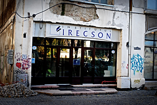 Shop sign in the old part of Bucharest.